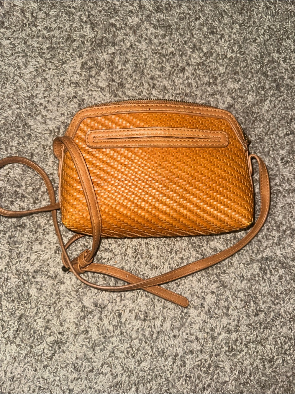 Universal Thread Cognac Brown Woven Crossbody Bag Adjustable Strap